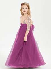 Glamorous Junior Bridesmaid Dresses Sequined Top Orchid