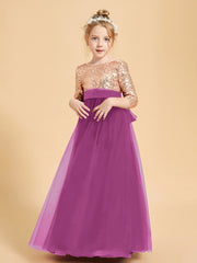 Glamorous Junior Bridesmaid Dresses Sequined Top Orchid