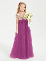 Glamorous Junior Bridesmaid Dresses Sequined Top Orchid