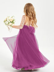 Glamorous Junior Bridesmaid Dresses Sequined Top Orchid