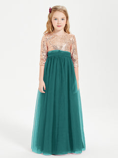 Glamorous Junior Bridesmaid Dresses Sequined Top Peacock