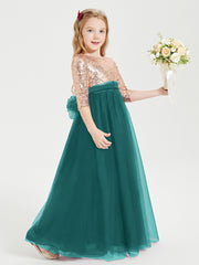 Glamorous Junior Bridesmaid Dresses Sequined Top Peacock