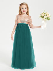 Glamorous Junior Bridesmaid Dresses Sequined Top Peacock