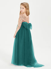 Glamorous Junior Bridesmaid Dresses Sequined Top Peacock