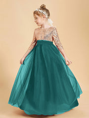 Glamorous Junior Bridesmaid Dresses Sequined Top Peacock