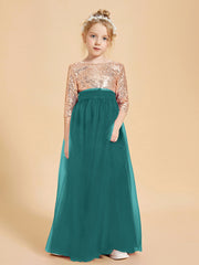Glamorous Junior Bridesmaid Dresses Sequined Top Peacock