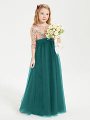 Glamorous Junior Bridesmaid Dresses Sequined Top Peacock