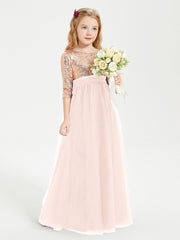 Glamorous Junior Bridesmaid Dresses Sequined Top Pearl Pink