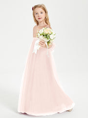 Glamorous Junior Bridesmaid Dresses Sequined Top Pearl Pink