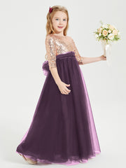 Glamorous Junior Bridesmaid Dresses Sequined Top Plum