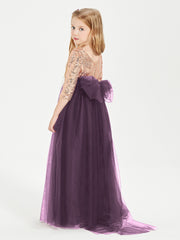 Glamorous Junior Bridesmaid Dresses Sequined Top Plum