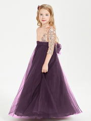 Glamorous Junior Bridesmaid Dresses Sequined Top Plum