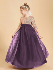 Glamorous Junior Bridesmaid Dresses Sequined Top Plum