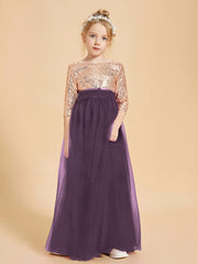 Glamorous Junior Bridesmaid Dresses Sequined Top Plum