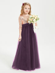 Glamorous Junior Bridesmaid Dresses Sequined Top Plum