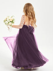 Glamorous Junior Bridesmaid Dresses Sequined Top Plum