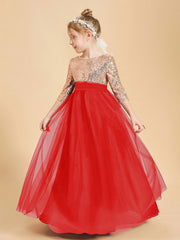 Glamorous Junior Bridesmaid Dresses Sequined Top Red