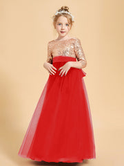Glamorous Junior Bridesmaid Dresses Sequined Top Red