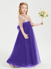 Glamorous Junior Bridesmaid Dresses Sequined Top Regency