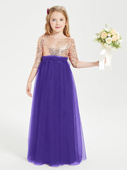 Glamorous Junior Bridesmaid Dresses Sequined Top Regency