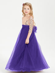 Glamorous Junior Bridesmaid Dresses Sequined Top Regency
