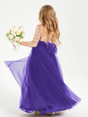 Glamorous Junior Bridesmaid Dresses Sequined Top Regency