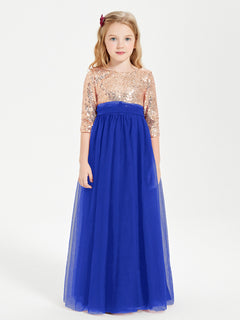 Glamorous Junior Bridesmaid Dresses Sequined Top Royal Blue