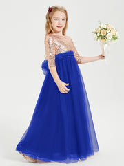 Glamorous Junior Bridesmaid Dresses Sequined Top Royal Blue