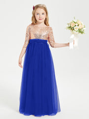Glamorous Junior Bridesmaid Dresses Sequined Top Royal Blue