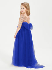 Glamorous Junior Bridesmaid Dresses Sequined Top Royal Blue