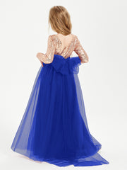 Glamorous Junior Bridesmaid Dresses Sequined Top Royal Blue