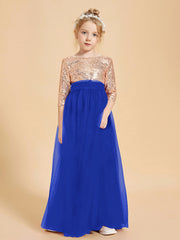 Glamorous Junior Bridesmaid Dresses Sequined Top Royal Blue
