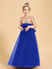 Glamorous Junior Bridesmaid Dresses Sequined Top Royal Blue