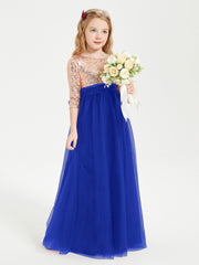 Glamorous Junior Bridesmaid Dresses Sequined Top Royal Blue