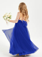 Glamorous Junior Bridesmaid Dresses Sequined Top Royal Blue
