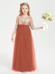 Glamorous Junior Bridesmaid Dresses Sequined Top Rust