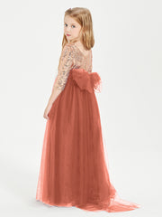 Glamorous Junior Bridesmaid Dresses Sequined Top Rust