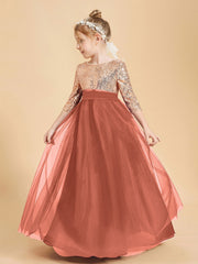 Glamorous Junior Bridesmaid Dresses Sequined Top Rust