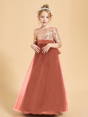Glamorous Junior Bridesmaid Dresses Sequined Top Rust