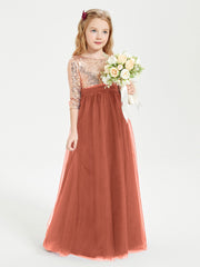 Glamorous Junior Bridesmaid Dresses Sequined Top Rust
