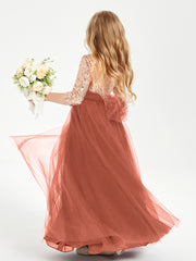 Glamorous Junior Bridesmaid Dresses Sequined Top Rust