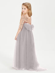 Glamorous Junior Bridesmaid Dresses Sequined Top Silver