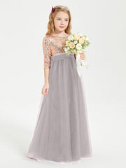 Glamorous Junior Bridesmaid Dresses Sequined Top Silver