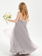 Glamorous Junior Bridesmaid Dresses Sequined Top Silver