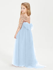 Glamorous Junior Bridesmaid Dresses Sequined Top Sky Blue