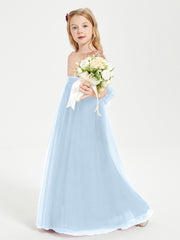 Glamorous Junior Bridesmaid Dresses Sequined Top Sky Blue