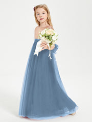 Glamorous Junior Bridesmaid Dresses Sequined Top Slate Blue