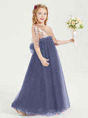 Glamorous Junior Bridesmaid Dresses Sequined Top Stormy