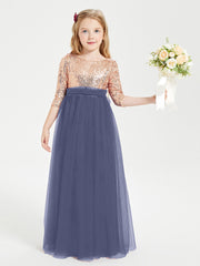 Glamorous Junior Bridesmaid Dresses Sequined Top Stormy