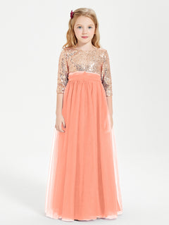 Glamorous Junior Bridesmaid Dresses Sequined Top Sunset